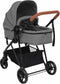 vidaXL - Kinderwagen - 3-in-1 - staal - lichtgrijs - en - zwart