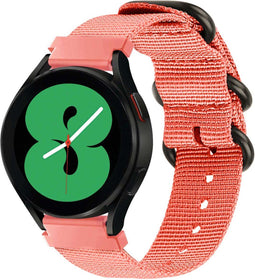 iMoshion Nylon 20 mm bandje - Geschikt voor Samsung Galaxy Watch 6 (Classic) / 5 (Pro) / 4 (Classic) / 3 – Garmin Venu / 2 plus / Sq - Forerunner 245 / 55 - Roze