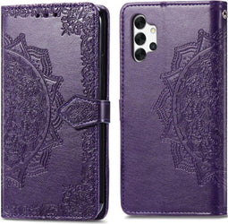 iMoshion Hoesje Geschikt voor Samsung Galaxy A32 (5G) Hoesje Met Pasjeshouder - iMoshion Mandala Bookcase - Paars
