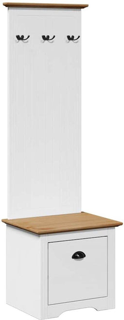 vidaXL - Gangkast - met - haken - BODO - 50x40x157 - cm - wit - en - bruin