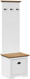 vidaXL - Gangkast - met - haken - BODO - 50x40x157 - cm - wit - en - bruin