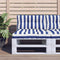 vidaXL - Palletkussen - gestreept - 70x40x12 - cm - stof - blauw - en - wit