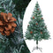 vidaXL - Kunstkerstboom - met - verlichting - ballen - sneeuw - dennenappel - 150 - cm