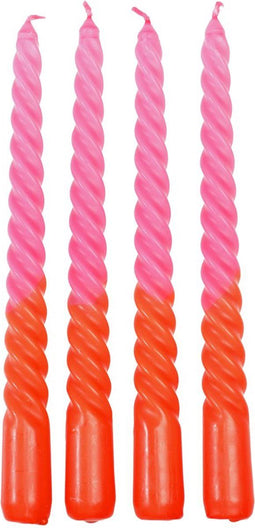 Rex Dip dye spiraalkaarsen set van 4 - Roze - Kaars