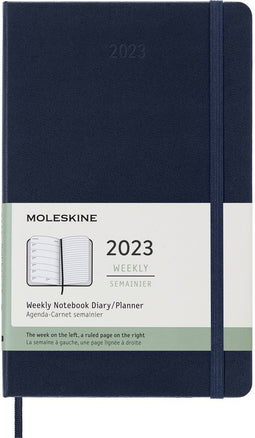 Moleskine 12 Maanden Agenda - 2023 - Wekelijks - Large - Harde Kaft - Saffier Blauw