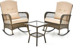 Coast Balkonset - 3-Delig - Schommelstoelen - Rotan - Max. 150 kg - Bruin