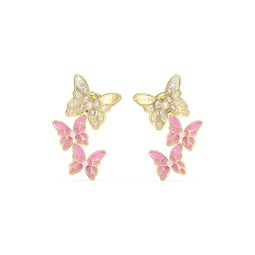 Guess Jewellery JUBE04104JWYGLPT-U - Oorbellen - Vlinder vorm met kristallen - Goudkleurig - Roze