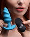 XR Brands Vibrating Silicone Swirl Butt Plug with Remote Control blue