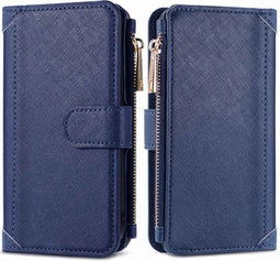 iMoshion Hoesje Geschikt voor iPhone 13 Hoesje Met Pasjeshouder - iMoshion Luxe Portemonnee - Donkerblauw