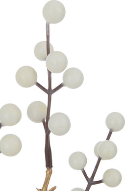 J-Line decoratie Tak Bessen - kunststof - creme/goud - 24 stuks