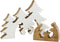 J-Line decoratie Kerststal Kribbe in denneboom - hout - wit/naturel