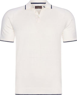 Cappuccino Italia Tipped Polo - Heren Polo - Regular Fit - Wit - M