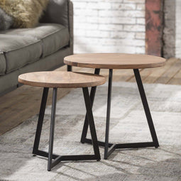 AnLi Style Bijzettafel set/2 rond/verbonden driepoot