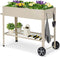 Coast Verhoogde Plantenbak - Metalen Moestuinbak 65L - Onderplank Wielen Haken - 95 x 40 x 80 cm