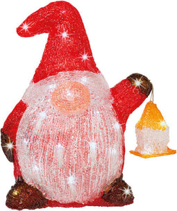Lumineo Kerstverlichting figuur - gnome/dwerg -17 x 25 x 29 cm -LED decoratie kerstfiguren - kabouter - kerstgnome