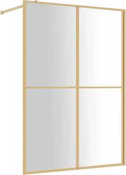 vidaXL - Inloopdouchewand - transparant - 140x195 - cm - ESG-glas - goudkleurig