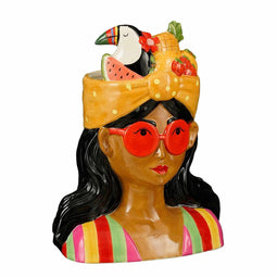 Mica Decorations Bloempot Funny - 25x16x31 cm - Dolomiet - Oranje