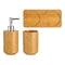 Badkamer accessoires set 3-delig camel bruin relief van keramiek - Zeeppompje - Beker - Tray