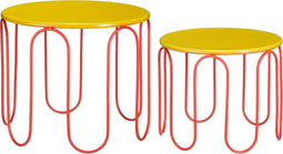 Mica Decorations Dione - Bijzettafel - Set van 2 - H39,5 x Ø46 cm - Geel (2 stuks)