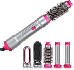 Niceey Fohnborstel - Multi Styler 5-in-1 Set - Stijlborstel - Krultang met Opzetstukken - Haardroger met Borstel - Krulborstel - Haarborstel - Grijs/Roze