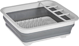Grijs/wit opvouwbaar afdruiprek 38 x 29 cm - Keukenbenodigdheden - Afwassen/drogen - Afdruiprekken opvouwbaar