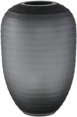 PTMD Nadah Grey Round Ribbed Glass Vase High S