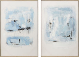 J-Line Schilderij Abstract Canvas/Verf Blauw/Wit Assortiment Van Twee