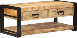vidaXL - Salontafel - 90x50x38 - cm - massief - ruw - mangohout