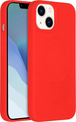 Accezz Hoesje Siliconen Geschikt voor iPhone 14 - Accezz Liquid Silicone Backcover met Geschikt voor MagSafe - Rood