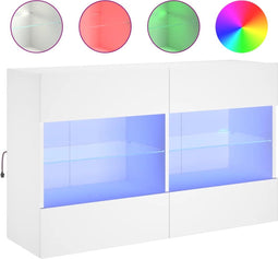 vidaXL - Tv-wandmeubel - met - LED-verlichting - 98,5x30x60,5 - cm - wit