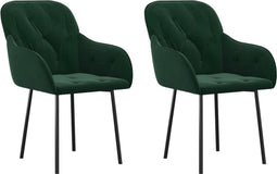 vidaXL - Eetkamerstoelen - 2 - st - fluweel - donkergroen