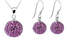 ESTOUS Sparkling Balls - Set van Ketting en Oorbellen - Shamballa Hanger - Paars
