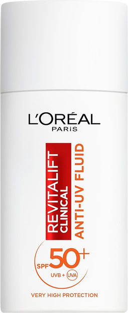 L’Oréal Paris Revitalift Clinical Anti-UV Fluid SPF 50 met Vitamine C* - Voorkomt de Eerste Tekenen van Huidveroudering** - 50ml