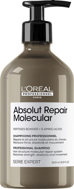L’Oréal Professionnel Absolut Repair Molecular Shampoo - Voor beschadigd haar - Rijke, herstellende formula – 500ml