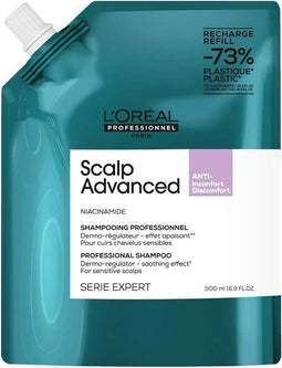 L’Oréal Professionnel Scalp Advanced Shampoo Anti-Discomfort Refill – Voor gevoelige hoofdhuid - Zachte, reinigende formule - Navulverpakking 500ml