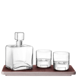 L.S.A. Cask Whisky Connoisseur Set Clear & Ash/Cork Tray L20 cm *