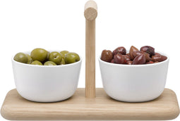 L.S.A. - Dine Serveerplank met 2 Schalen Diep - Porselein - Wit