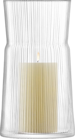 L.S.A. - Gio Line Kandelaar 29 cm met Kaars - Glas - Transparant -