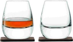 L.S.A. Islay Whiskyglazen - 250 ml - Set van 2 Stuks - Incl 2 Walnoten Onderzetters