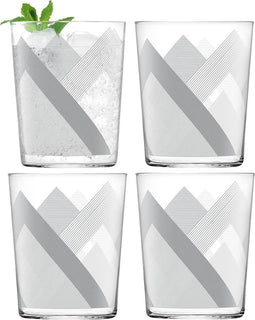 L.S.A. - Peaks Tumbler Glas 560 ml Set van 4 Stuks - Grijs