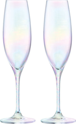 L.S.A. - Polka Champagne Flute 225ml Mother of Pearl Set van 4 Stuks - Glas - Transparant