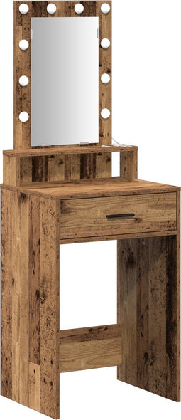 vidaXL - Kaptafel - met - LED-verlichting - - - Oud - Hout - - - 50x41x140 - cm