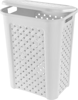 Wasmand met deksel - 50 Liter- Rechthoekig - Wit