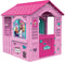Kinder speelhuisje Barbie buiten, roze met fuchsia dak
