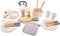 New Classic Toys® Houten Servies- en Pannenset - 20-delige Speelset met Pan Koekenpan Theeketel en Bestek - Gebroken Wit