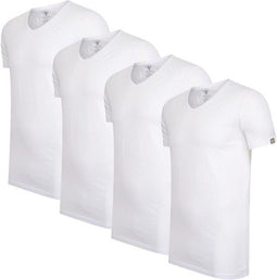 Cappuccino Italia - Heren 4-Pack T-shirt - Extra Lang - Wit - Maat XL