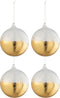 J-Line kerstbal Blinkend - glas - goud/transparant - large - doos van 4