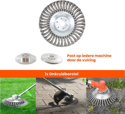 Universele onkruidborstel - 15CM - max. toerental 10.000 p/m - onkruid verwijderen - onkruidverwijderaar - tuingereedschap