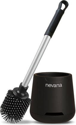 Nevana Luxe Toiletborstel - Siliconen - Antibacterieel - Zwart / Zilver