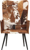vidaXL Fauteuil harig echt leer bruin en wit